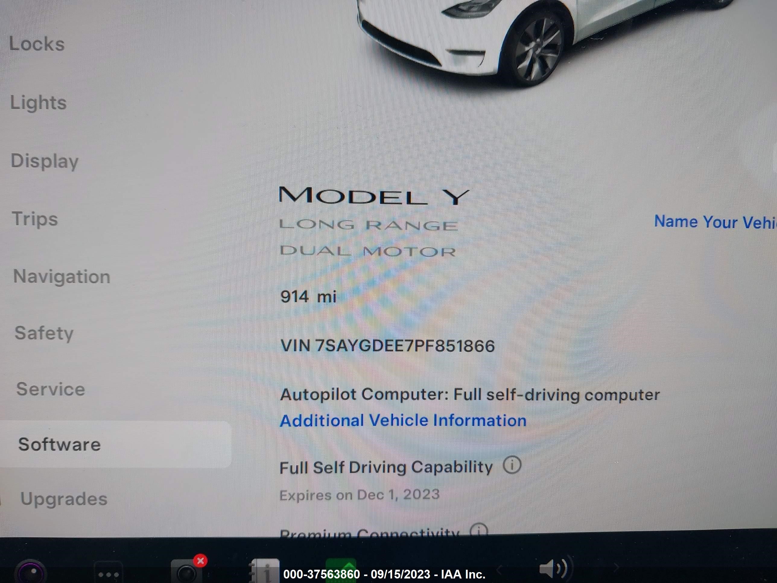 Photo 6 VIN: 7SAYGDEE7PF851866 - TESLA MODEL Y 