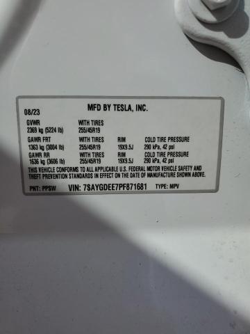 Photo 12 VIN: 7SAYGDEE7PF871681 - TESLA MODEL Y 