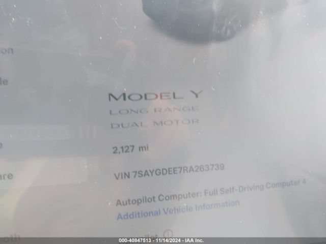 Photo 6 VIN: 7SAYGDEE7RA263739 - TESLA MODEL Y 