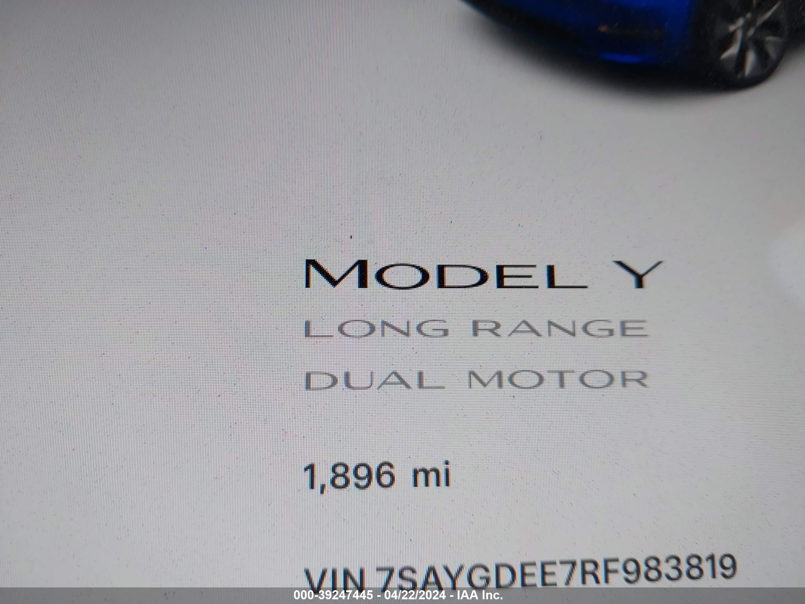 Photo 14 VIN: 7SAYGDEE7RF983819 - TESLA MODEL Y 