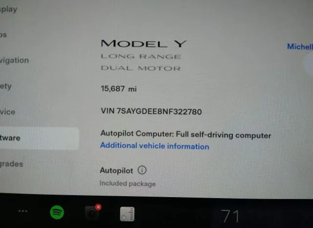 Photo 6 VIN: 7SAYGDEE8NF322780 - TESLA MODEL Y 