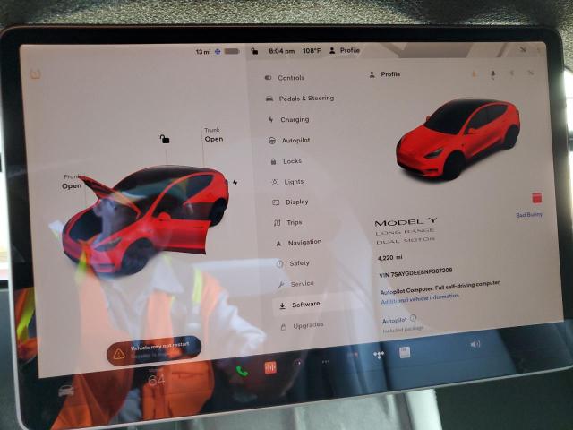 Photo 8 VIN: 7SAYGDEE8NF387208 - TESLA MODEL Y 