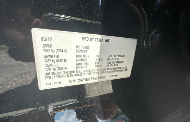 Photo 9 VIN: 7SAYGDEE8NF408641 - TESLA MODEL Y 