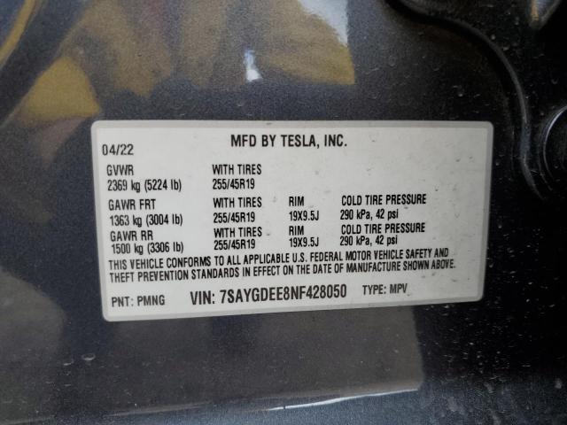 Photo 12 VIN: 7SAYGDEE8NF428050 - TESLA MODEL Y 