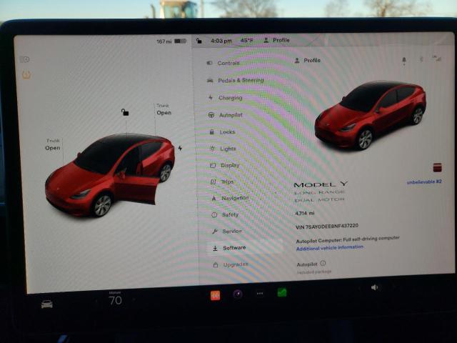 Photo 8 VIN: 7SAYGDEE8NF437220 - TESLA MODEL Y 