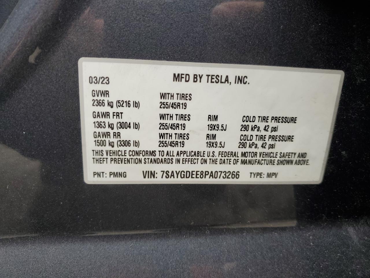 Photo 12 VIN: 7SAYGDEE8PA073266 - TESLA MODEL Y 