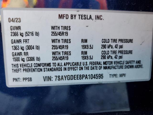 Photo 12 VIN: 7SAYGDEE8PA104595 - TESLA MODEL Y 