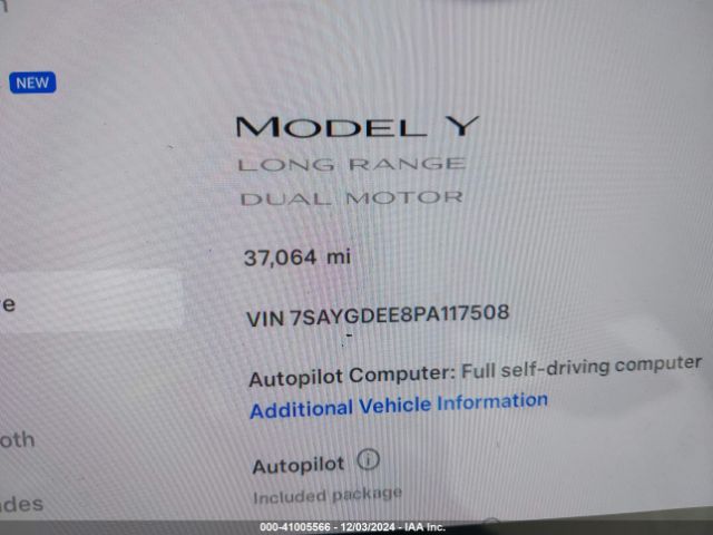 Photo 6 VIN: 7SAYGDEE8PA117508 - TESLA MODEL Y 