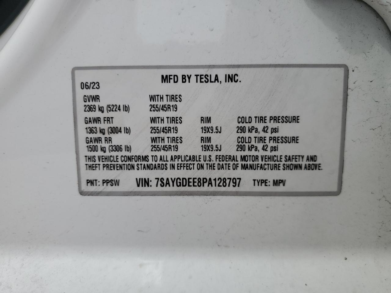 Photo 12 VIN: 7SAYGDEE8PA128797 - TESLA MODEL Y 