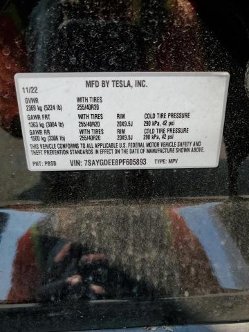 Photo 11 VIN: 7SAYGDEE8PF605893 - TESLA MODEL Y 