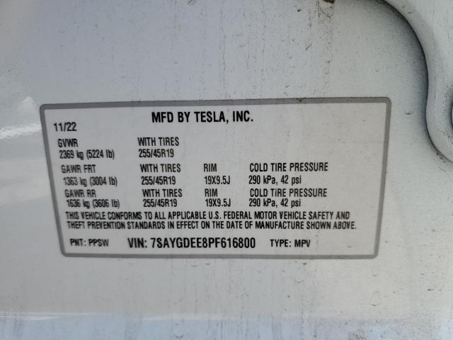 Photo 13 VIN: 7SAYGDEE8PF616800 - TESLA MODEL Y 