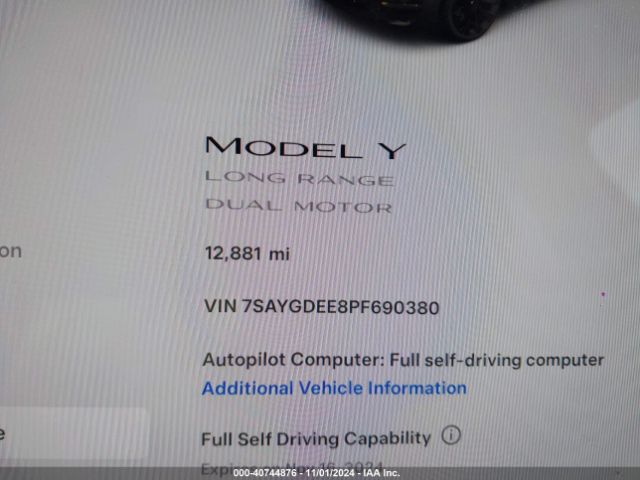 Photo 6 VIN: 7SAYGDEE8PF690380 - TESLA MODEL Y 