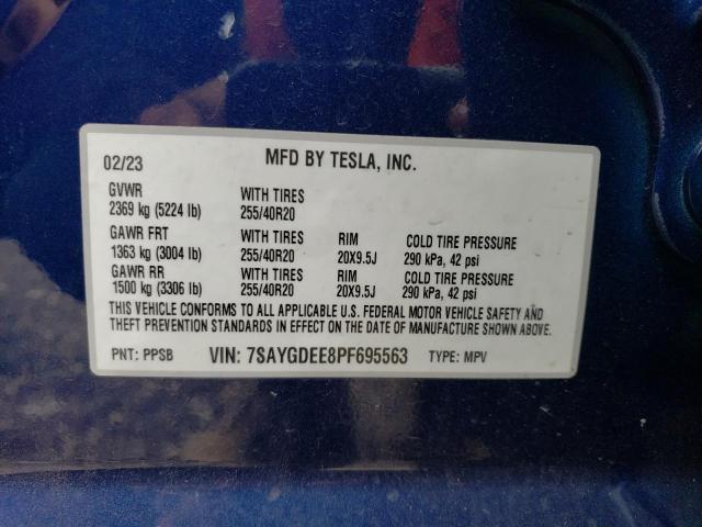 Photo 13 VIN: 7SAYGDEE8PF695563 - TESLA MODEL Y 