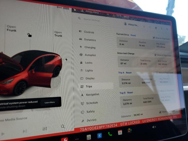 Photo 8 VIN: 7SAYGDEE8PF792634 - TESLA MODEL Y 