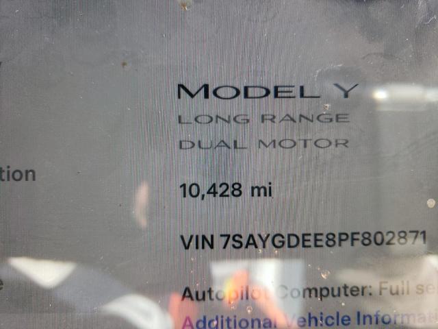 Photo 8 VIN: 7SAYGDEE8PF802871 - TESLA MODEL Y 