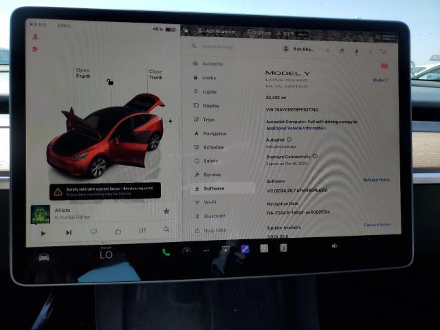 Photo 8 VIN: 7SAYGDEE8PF827740 - TESLA MODEL Y 