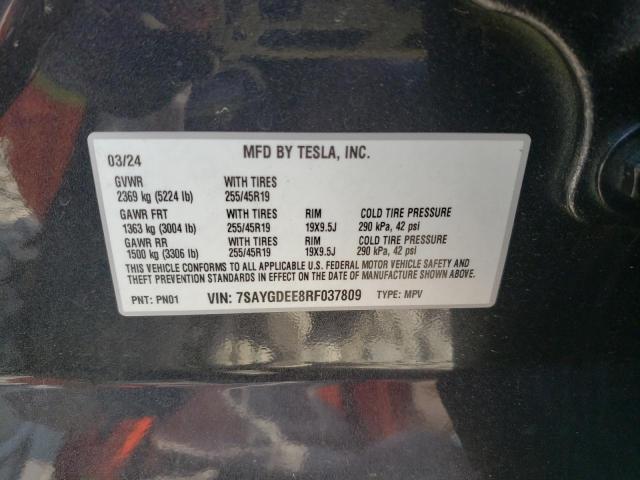 Photo 12 VIN: 7SAYGDEE8RF037809 - TESLA MODEL Y 