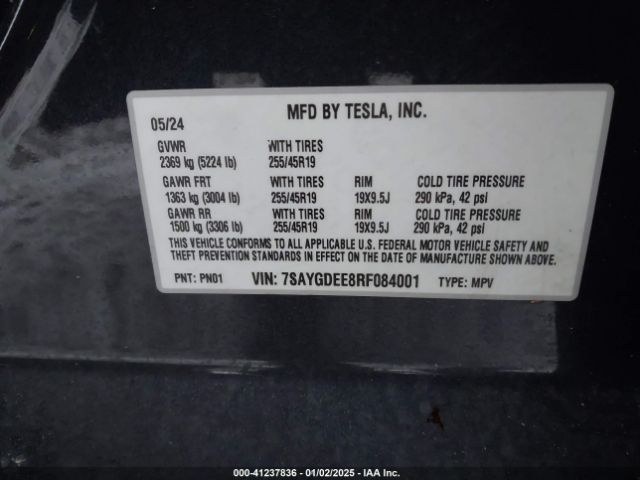 Photo 8 VIN: 7SAYGDEE8RF084001 - TESLA MODEL Y 