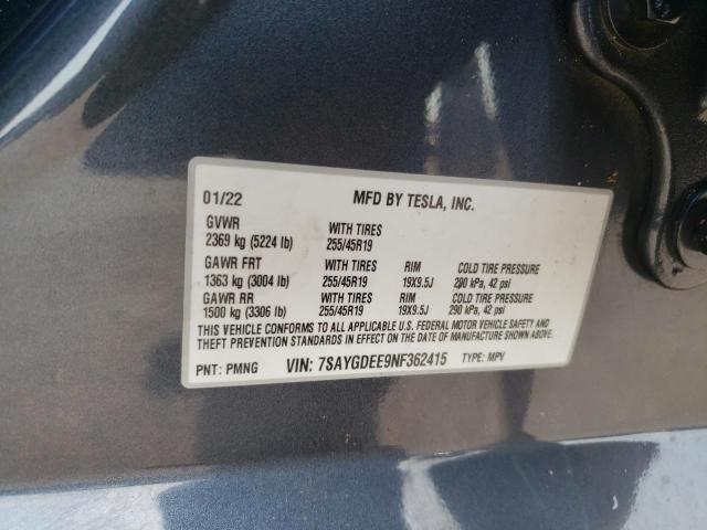 Photo 11 VIN: 7SAYGDEE9NF362415 - TESLA MODEL Y 