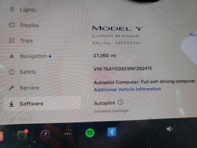 Photo 8 VIN: 7SAYGDEE9NF362415 - TESLA MODEL Y 