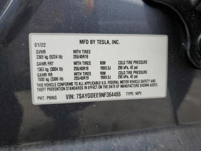 Photo 13 VIN: 7SAYGDEE9NF364486 - TESLA MODEL Y 