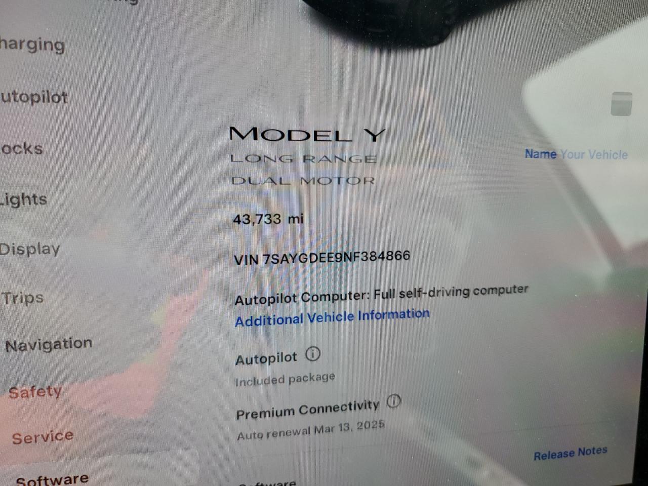 Photo 8 VIN: 7SAYGDEE9NF384866 - TESLA MODEL Y 