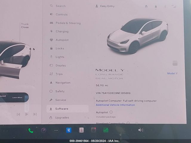 Photo 6 VIN: 7SAYGDEE9NF385869 - TESLA MODEL Y 