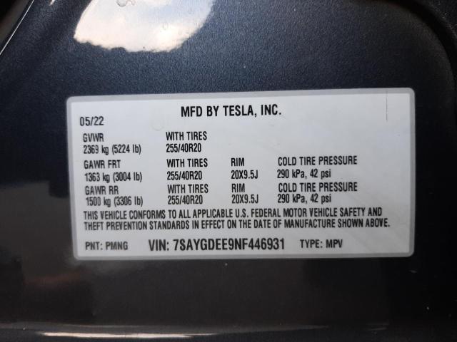 Photo 11 VIN: 7SAYGDEE9NF446931 - TESLA MODEL Y 