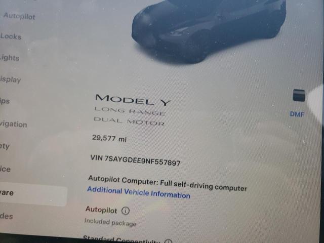 Photo 8 VIN: 7SAYGDEE9NF557897 - TESLA MODEL Y 