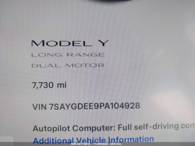 Photo 6 VIN: 7SAYGDEE9PA104928 - TESLA MODEL Y 