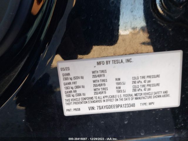 Photo 8 VIN: 7SAYGDEE9PA123348 - TESLA MODEL Y 