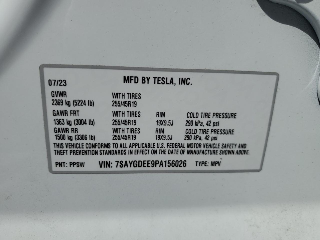 Photo 11 VIN: 7SAYGDEE9PA156026 - TESLA MODEL Y 