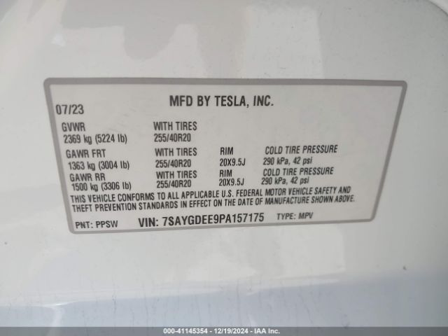 Photo 8 VIN: 7SAYGDEE9PA157175 - TESLA MODEL Y 