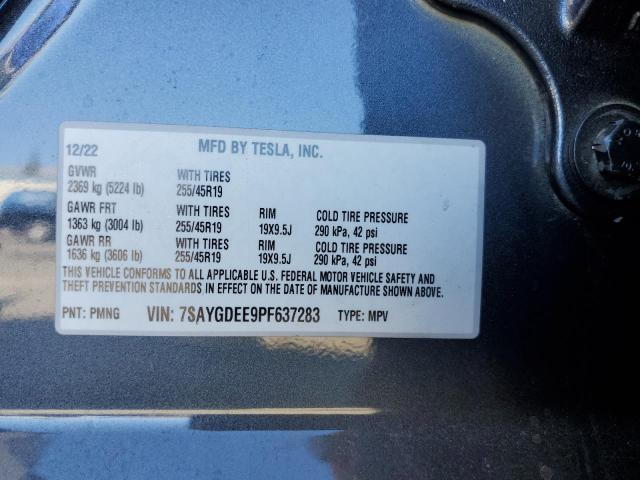 Photo 12 VIN: 7SAYGDEE9PF637283 - TESLA MODEL Y 