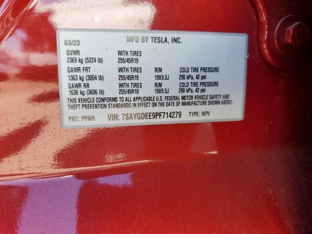 Photo 11 VIN: 7SAYGDEE9PF714279 - TESLA MODEL Y 