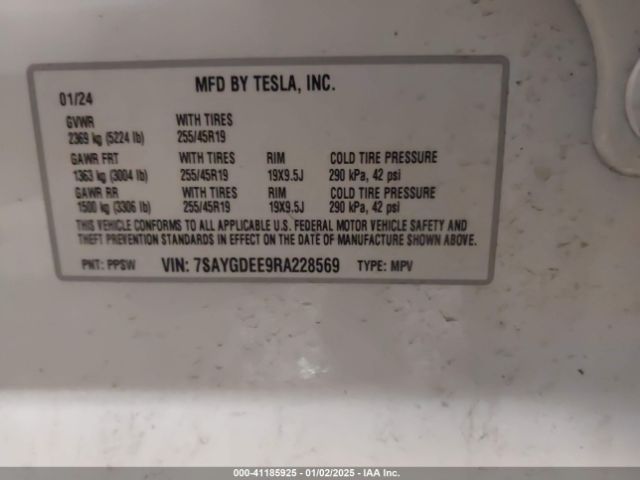 Photo 8 VIN: 7SAYGDEE9RA228569 - TESLA MODEL Y 