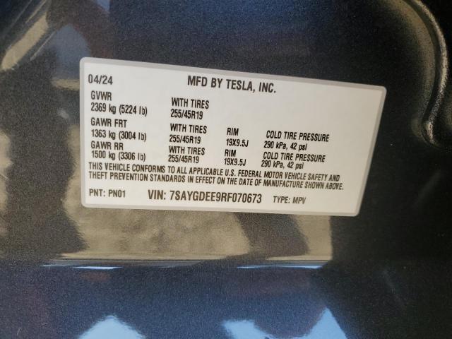 Photo 12 VIN: 7SAYGDEE9RF070673 - TESLA MODEL Y 