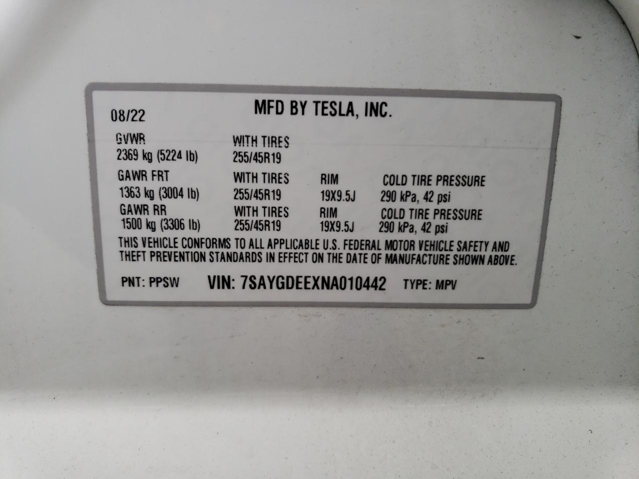 Photo 12 VIN: 7SAYGDEEXNA010442 - TESLA MODEL Y 