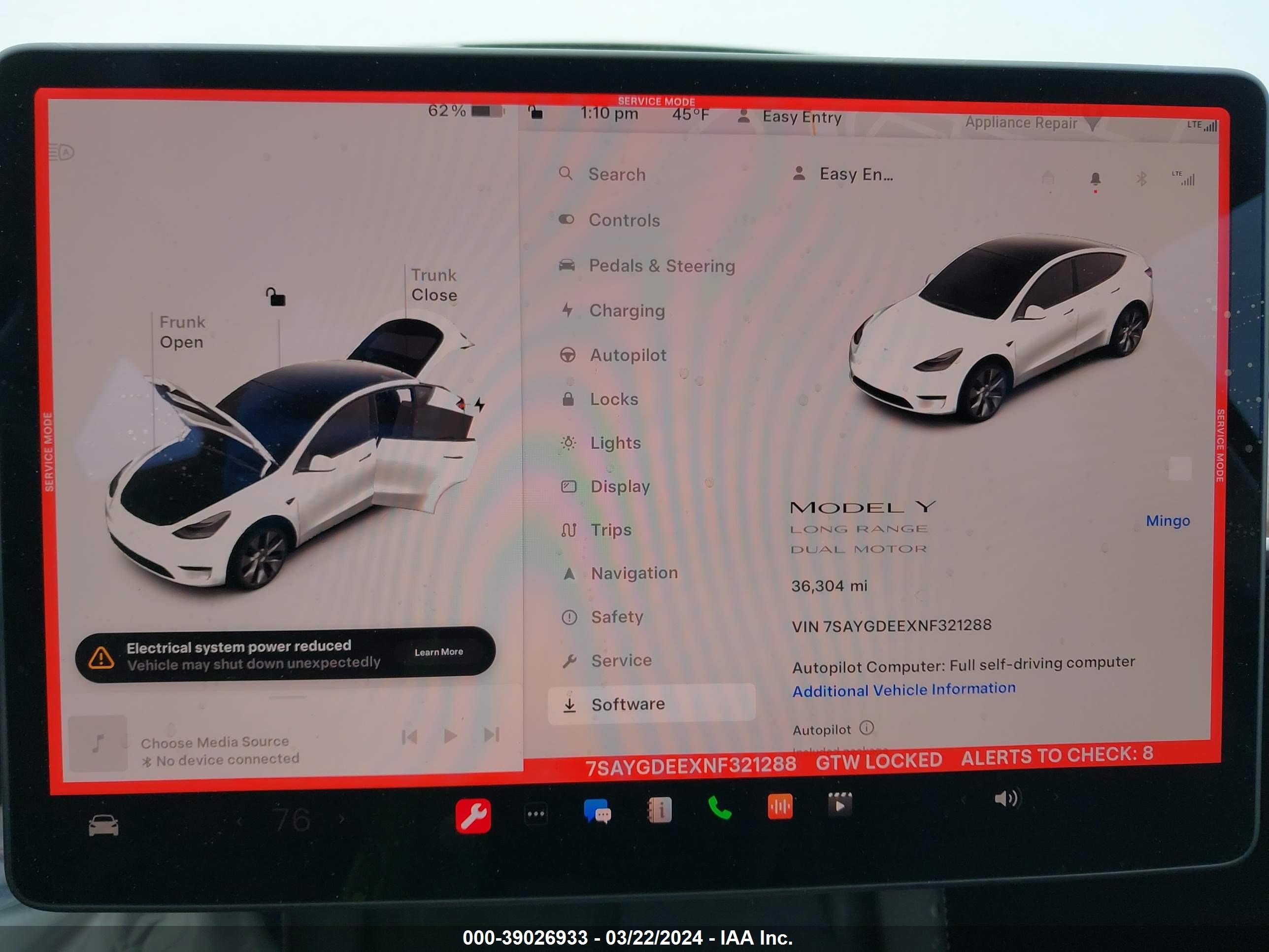 Photo 6 VIN: 7SAYGDEEXNF321288 - TESLA MODEL Y 