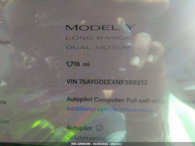 Photo 6 VIN: 7SAYGDEEXNF369213 - TESLA MODEL Y 