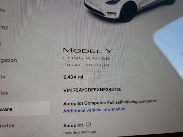 Photo 8 VIN: 7SAYGDEEXNF385735 - TESLA MODEL Y 