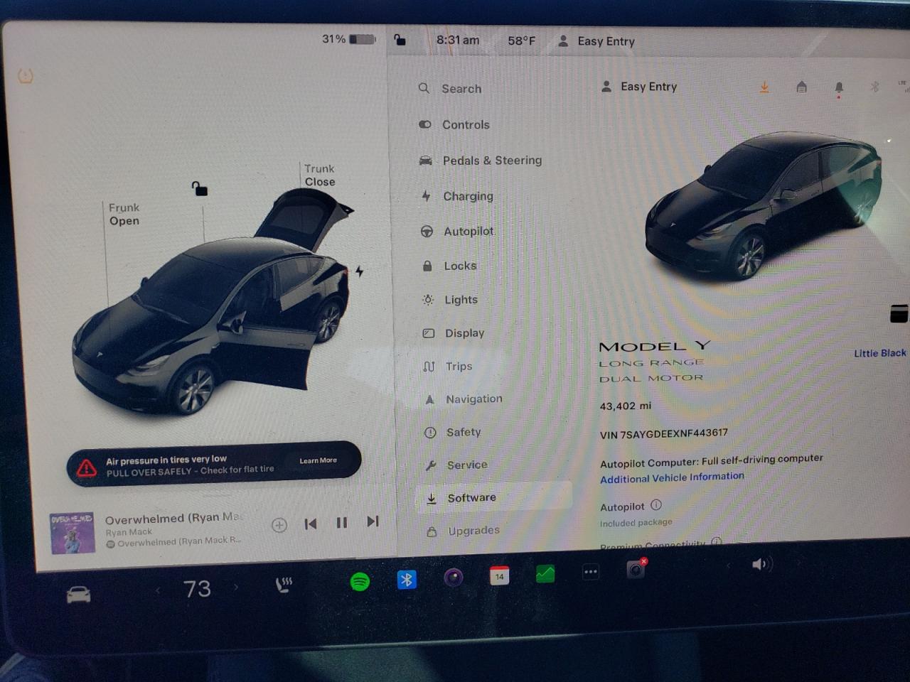 Photo 8 VIN: 7SAYGDEEXNF443617 - TESLA MODEL Y 