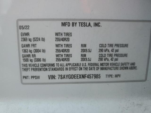 Photo 13 VIN: 7SAYGDEEXNF457985 - TESLA MODEL Y 