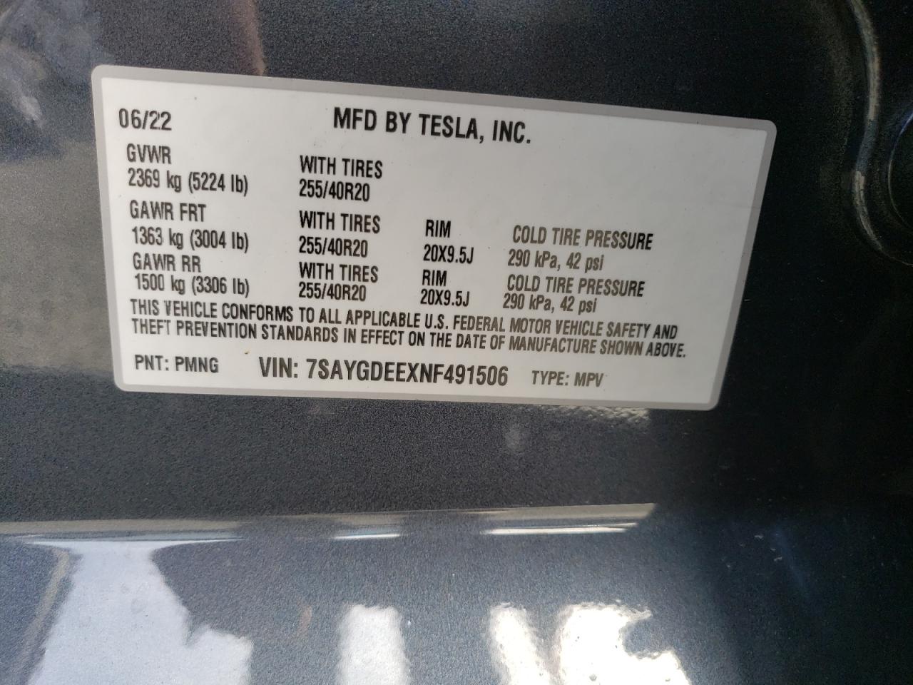 Photo 11 VIN: 7SAYGDEEXNF491506 - TESLA MODEL Y 