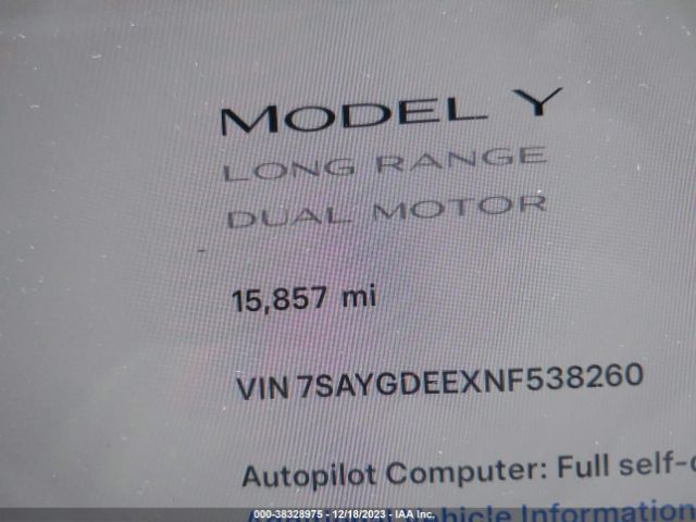 Photo 6 VIN: 7SAYGDEEXNF538260 - TESLA MODEL Y 