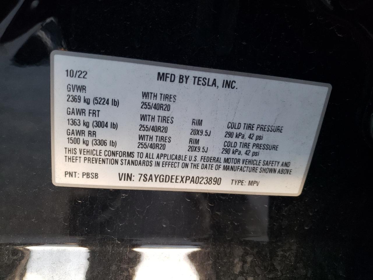 Photo 11 VIN: 7SAYGDEEXPA023890 - TESLA MODEL Y 