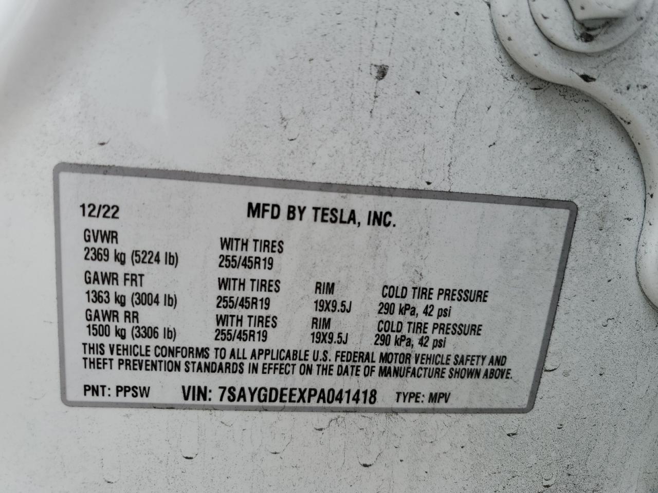 Photo 11 VIN: 7SAYGDEEXPA041418 - TESLA MODEL Y 