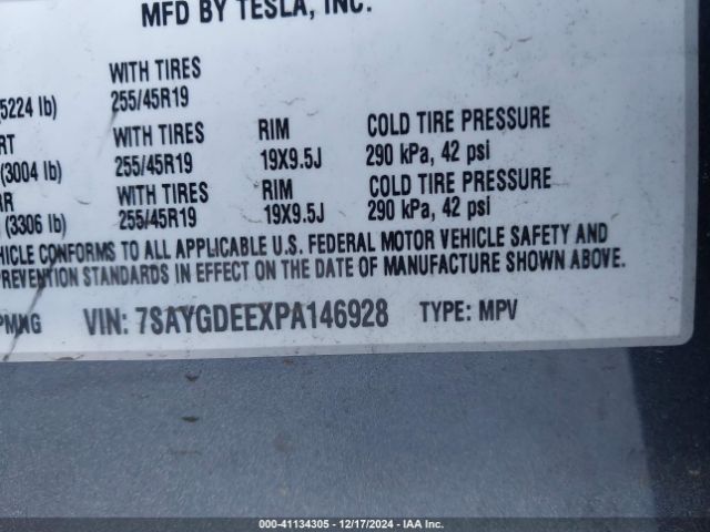 Photo 8 VIN: 7SAYGDEEXPA146928 - TESLA MODEL Y 