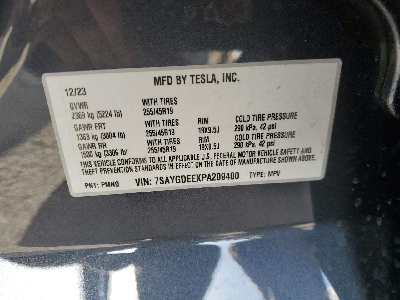 Photo 12 VIN: 7SAYGDEEXPA209400 - TESLA MODEL Y 