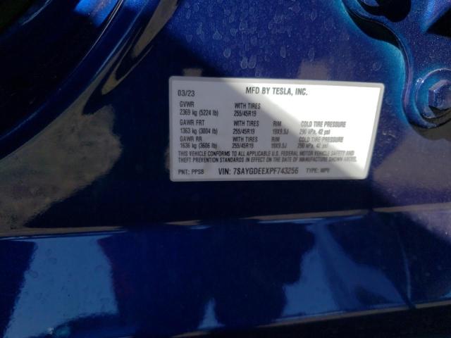 Photo 12 VIN: 7SAYGDEEXPF743256 - TESLA MODEL Y 